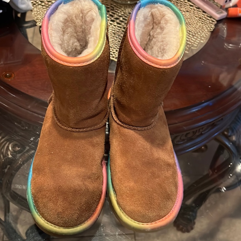 Kids size 3 colorful Rainbow Ugg boots